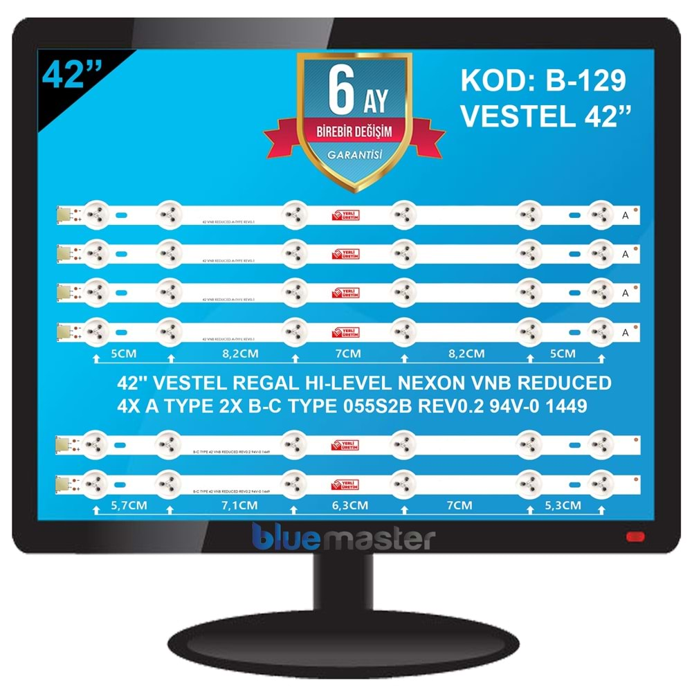 BM-4 (4X6LED - 2X6LED) VESTEL 42'' B-129 RTL0124 VNB REDUCED 055S2B REV0.2 94V-0 1449 (2X124-4*128)