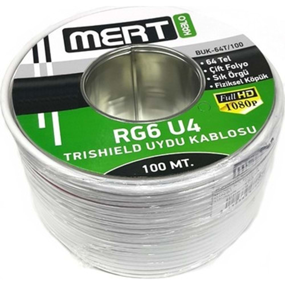 MERT 64TEL RG6 U4 100 MT TRİSHİLD KABLO