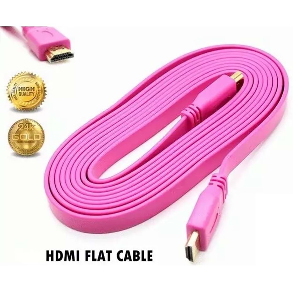 RC-123 HDMI 5MT YASSI PEMBE KABLO ( A KALİTE ÖRGÜLÜ)