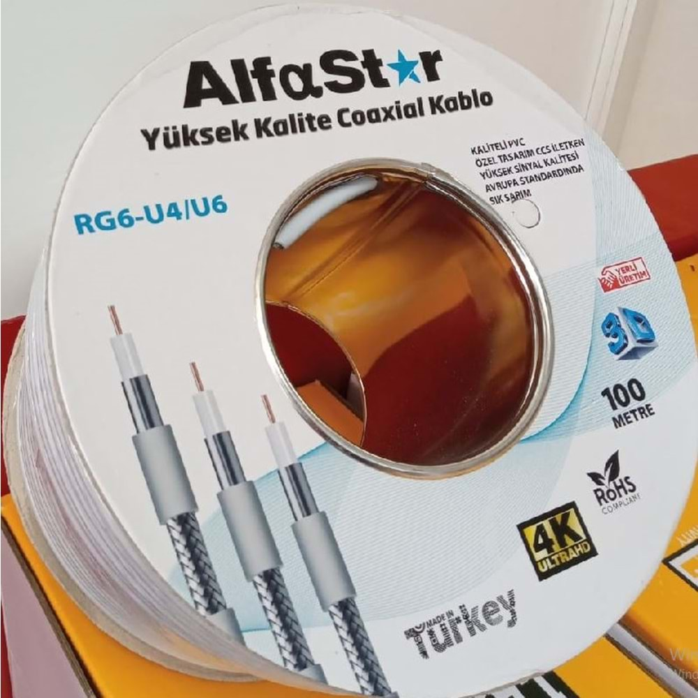 ALFASTAR 48TEL RG6 U4 100 MT KABLO