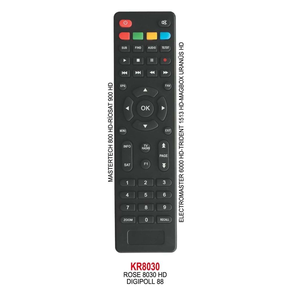 KUMANDA ROSE 8030 HD-DIGIPOLL 88-MASTERTECH 800 HD DRU-367 KR8030