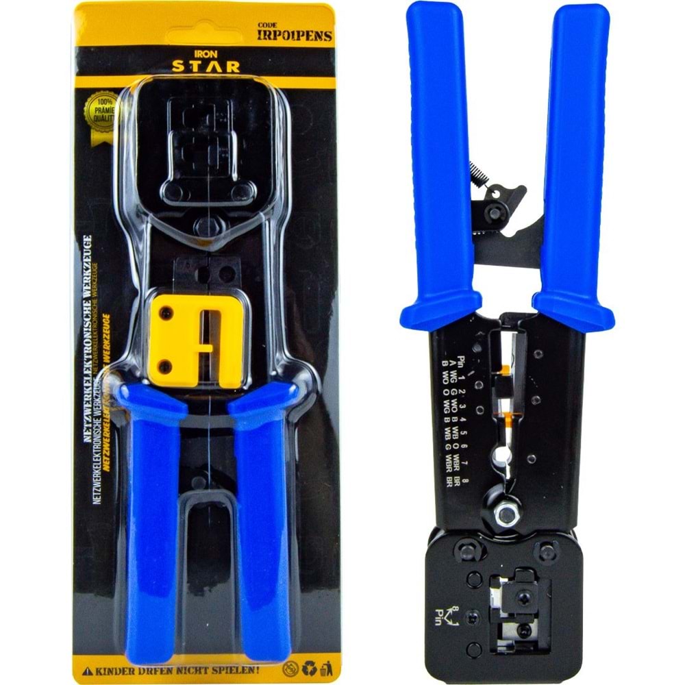 İRONSTAR IRP01PNS EZ-RJ45 YENİ NESİL 4P/6P/8P RC45 KONNEKTÖR PENSE