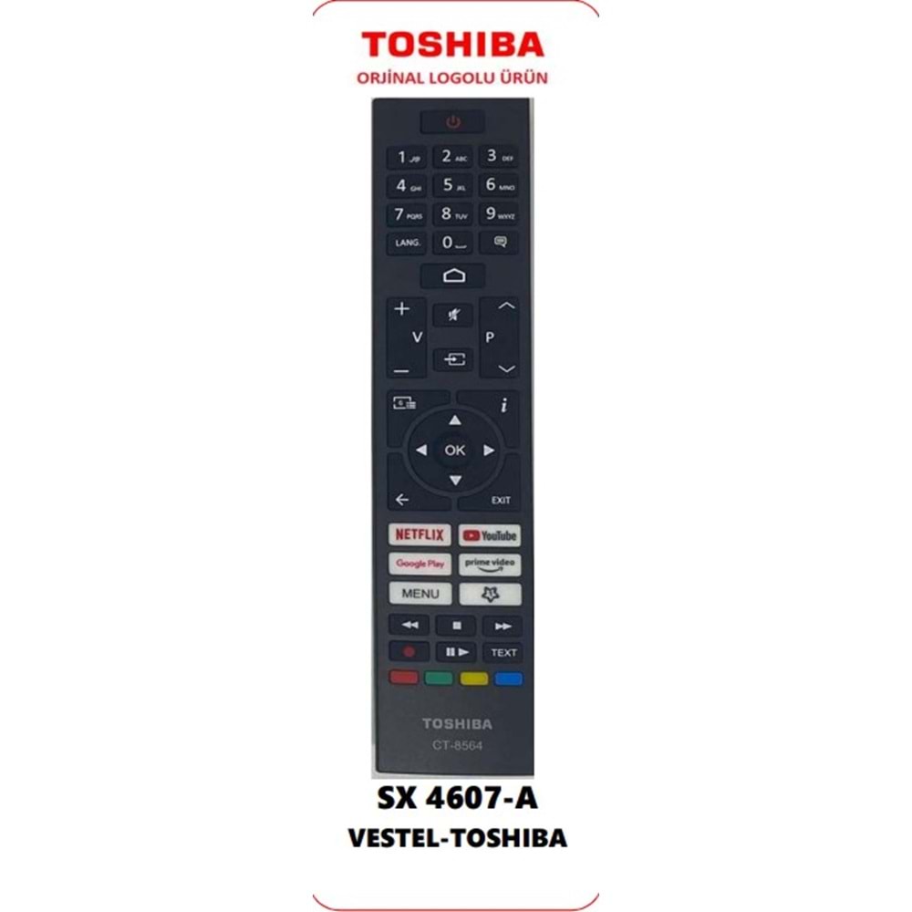 LCD KUMANDA SX4607-A CT-8564 VESTEL TOSHİBA NETFLİX YOUTUBE GOOGLE PLAY PRİME VİDEO TUŞLU