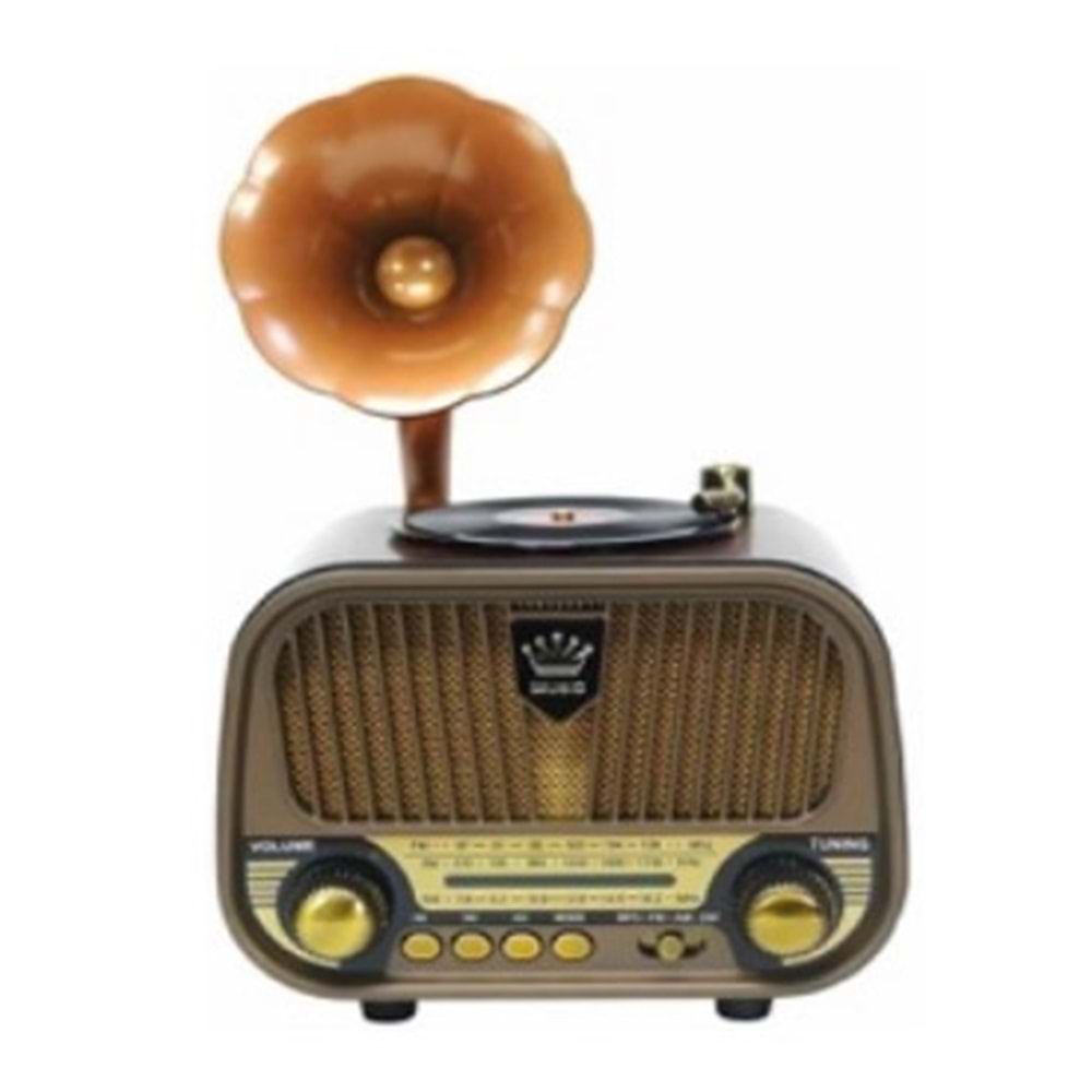 ROSE SP-428 FM RADYO USB AUX HAFIZA KARTI DESTEKLİ GRAMAFON GÖRÜNÜMLÜ TAŞINABİLİR BLUETOOTH HOPARLÖR MD-1319BT BT-888