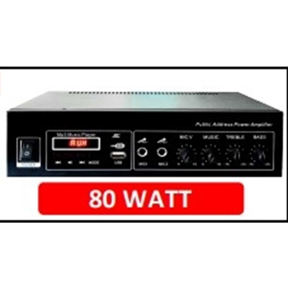 ROSE FR-100U 80 WATT 2 MİKROFON GİRİŞLİ 2 ÇEŞİT GÜÇ ÇIKIŞLI GİRİŞ SEVİYESİ KONTROLÖRÜ ANFİ