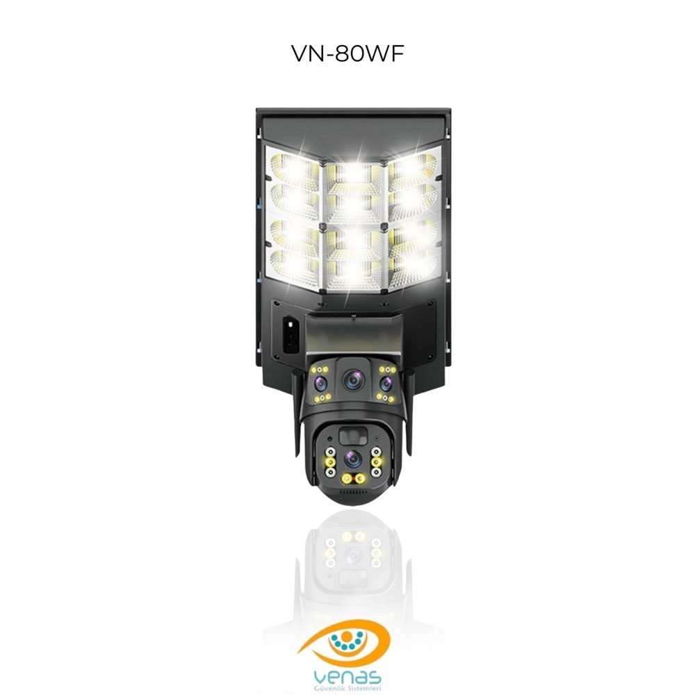 VENAS VN-80SFW SOKAK AYDINLATMALI SOLAR GÜNEŞ PANELLİ ÇİFT KAMERALI PTZ IP KAMERA