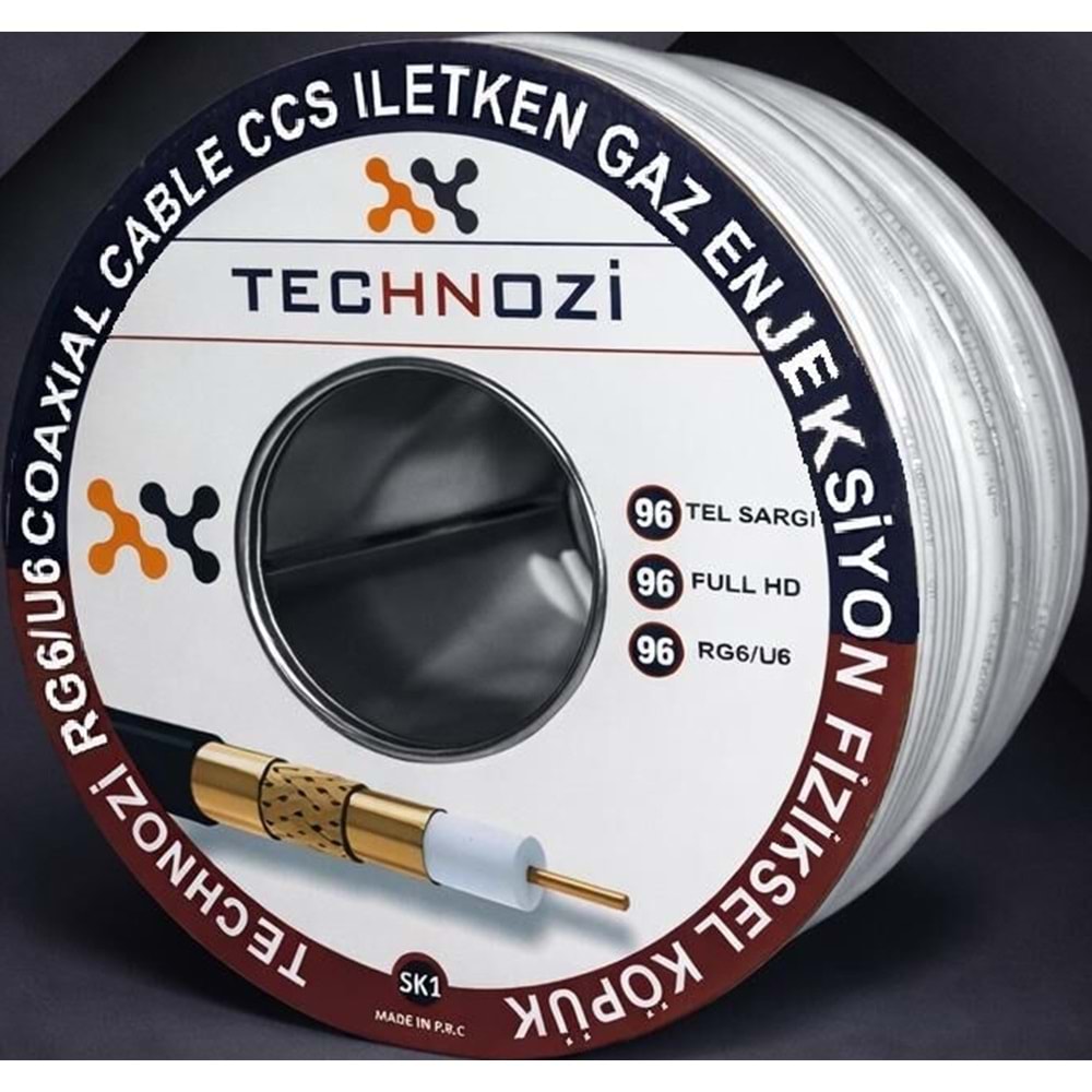 TECHNOZİ 96 TEL 100 METRE ANTEN KABLOSU 100MT RG6U6