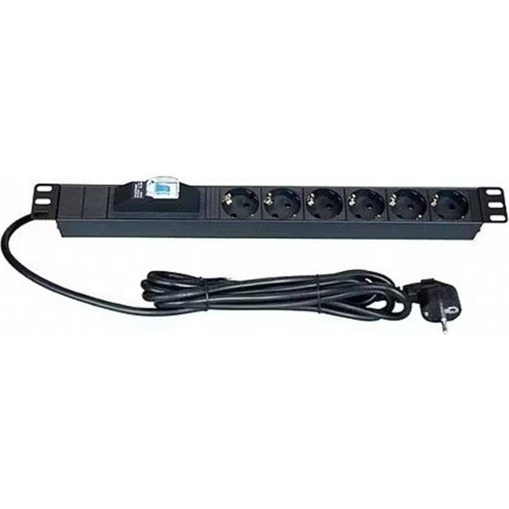 LANDE LN-PRZ-SGT-1U6P-SC-P TEK SİGORTALI 6LI PRİZ LA08PR06S01U19-BP-AL