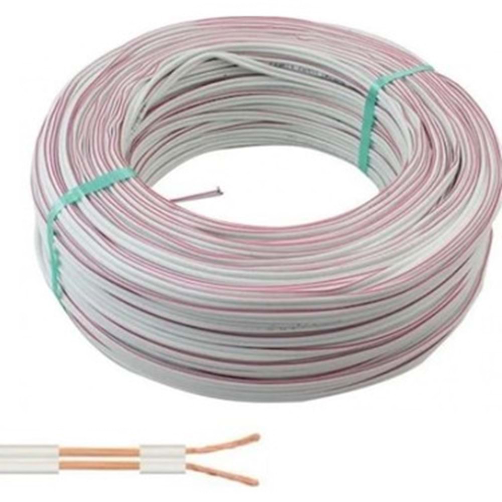 BAKIR 2X0,75 BEYAZ 100MT KABLO