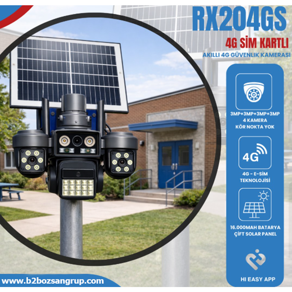 X5TECH RX-204GS 4 KAMERALI 4G E-SİM / ÇİFT SOLAR 16000MAH HİEASY