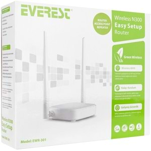 EVEREST EWR-301 N300 KABLOSUZ-N WPS WISP WDS 300MBPS ACCESS POİNT BRİDGE KABLOSUZ ROUTER