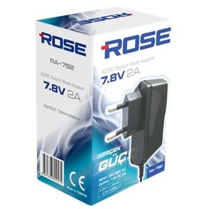 ROSE RA-782 7.8V 2A İNCE UÇLU ADAPTÖR 3,5*1,35MM JAK 2,5MT KABLO UZUNLUĞU