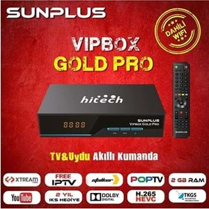 SUNPLUS VİPBOX GOLD PRO AKILLI KUMANDA DAHİLİ WİFİ VE RJ45 GİRİŞLİ 1 YIL İP - TV HEDİYELİ