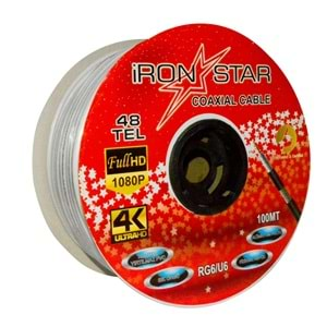 İRONSTAR 4801 RG6U4 48 TEL 100 METRE ANTEN KABLOSU 100MT