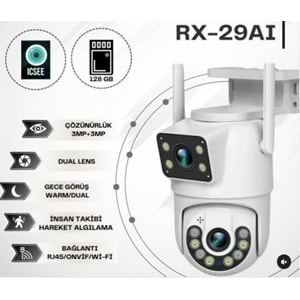 RADEX RX-29AI ÇİFT LENS 3MP GECE GÖRÜŞLÜ FULL HD SESLİ İP KAMERA