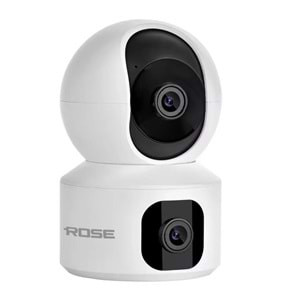 ROSE AHD-30150 3 MP İÇ MEKAN 5V İLE ÇALIŞAN ÇİFT KAMERALI 360 DERECE DÖNEBİLEN WİFİLİ GECE GÖRÜŞLÜ MİKROFONLU WİRELESS PTZ KAMERA