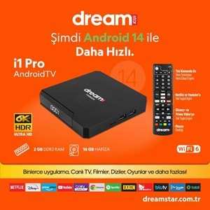 DREAMSTAR İ1 PRO ANDROİD14 6K ULTRA HD 2GB RAM 16GB HAFIZA ALLWINNER H618 1.5GHZ QUAD CORE İŞLEMCİ ANDROİD UYDU CİHAZI