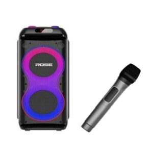 ROSE SP-414 RGB LED TAŞINABİLİR PARTY BOX 1 ADET MİKROFON USB MİCRO SD AUX BLUETOOTH HOPARLÖR JBK-6603