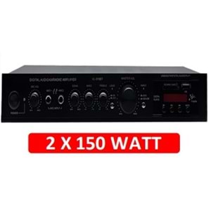 ROSE FR-9180B 2X150W STEREO 4-16OHM ÇIKIŞ MP3 BLUETOOTH SD KART 2 MİKROFON GİRİŞLİ UZAKTAN KUMANDALI ANFİ