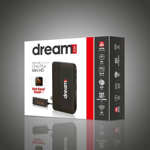 DREAMSTAR ONE PLUS 450 MHZ MIPS İŞLEMCİ DİSPLAY GÖZLÜ 1080P FULL HD UYDU ALICISI