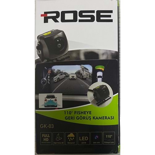 ROSE GK-03 AHD 1080P GECE GÖRÜŞLÜ YAĞMUR GEÇİRMEZ 110 DERECE AÇILI BALIK GÖZÜ ARAÇ KAMERASI