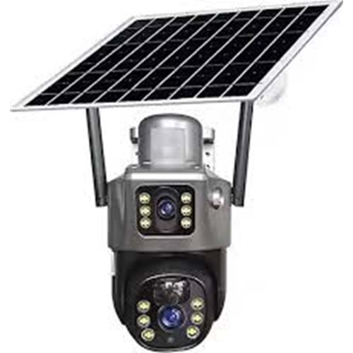 ROSE AHD-30205 OUTDOOR SOLAR GÜNEŞ ENERJİLİ ÇİFT KAMERALI 360 DERECE DÖNEBİLEN 4G SİM KARTLI MİKROFONLU HAFIZA KARTI DESTEKLİ KAMERA