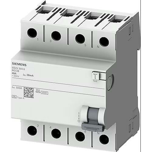 SİEMENS 5SV5342-6 4X25A 400V 30mA A TİPİ KAÇAK AKIM RÖLESİ
