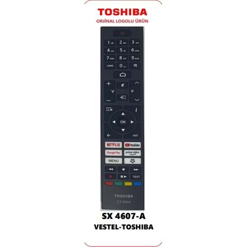 LCD KUMANDA SX4607-A CT-8564 VESTEL TOSHİBA NETFLİX YOUTUBE GOOGLE PLAY PRİME VİDEO TUŞLU