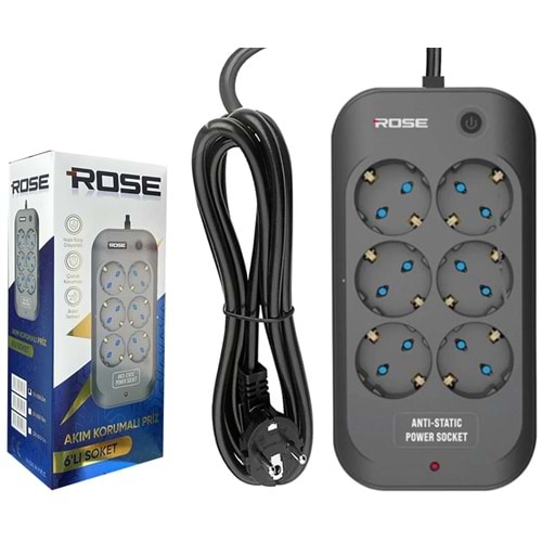ROSE GR-6005M 6LI AKIM KORUMALI 16A 3X1,5MM KABLO 5 METRE PRİZ