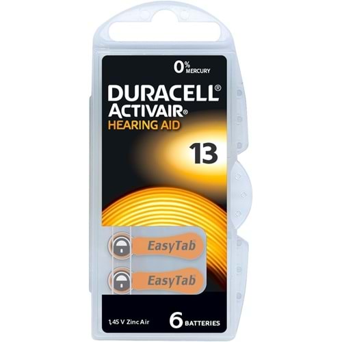 DURACELL ACTIVAİR 1,45V KULAKLIK PİLİ 13 NUMARA (6LI PAKET)