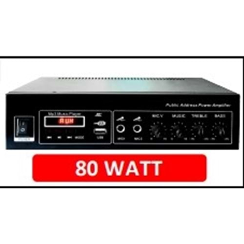 ROSE FR-100U 80 WATT 2 MİKROFON GİRİŞLİ 2 ÇEŞİT GÜÇ ÇIKIŞLI GİRİŞ SEVİYESİ KONTROLÖRÜ ANFİ