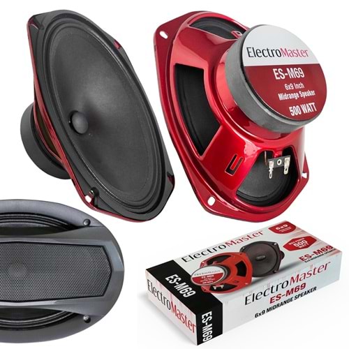 ELECTROMASTER ES-M69 OVAL 6X9 500WATT 50RMS 2Lİ MİDRANGE HOPARLÖR