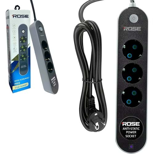 ROSE GR-3003M 3LÜ AKIM KORUMALI 16A 3X1,5MM KABLO 3 METRE PRİZ ZUMA STAR
