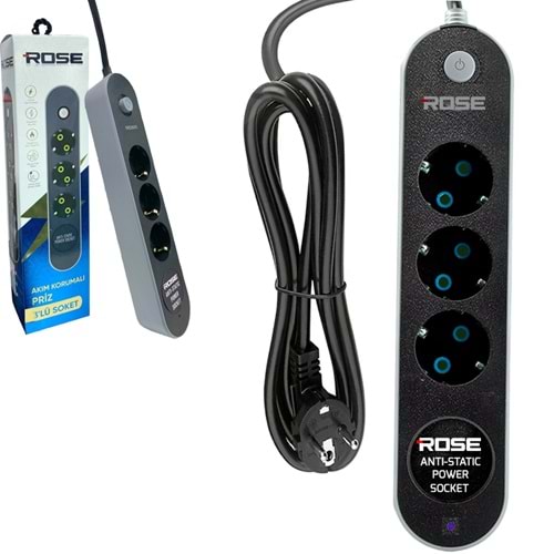 ROSE GR-3005M 3LÜ AKIM KORUMALI 16A 3X1,5MM KABLO 5 METRE PRİZ ZUMA STAR