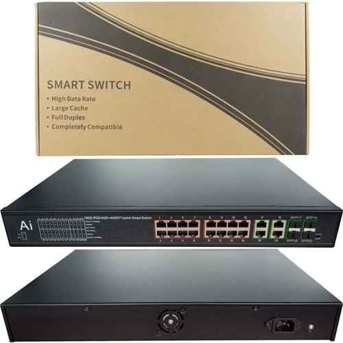 İRONSTAR 16G44GB 16+4+4 10/100/1000MBPS SPF TAMAMI GİGABİT POE SWITCH