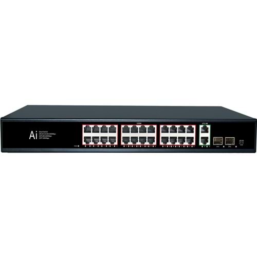 İRONSTAR 24G22GB 24+2+2 10/100/1000MBPS SPF TAMAMI GİGABİT POE SWITCH