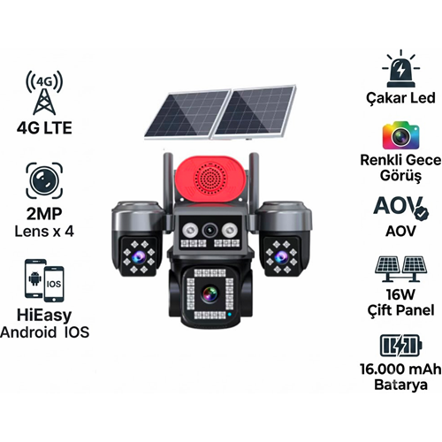X5TECH RX-84GZ 4G SİM KARTLI ÇİFT SOLAR GÜNEŞ PANELLİ KAMERA