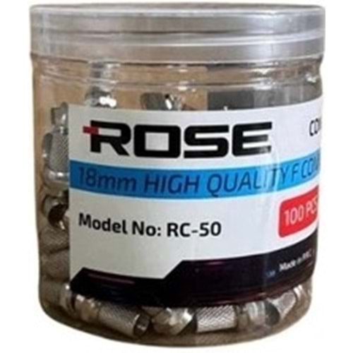 ROSE KUTULU 18MM EF KONNEKTÖR PREMİUM RG6(100LÜ) RC-50