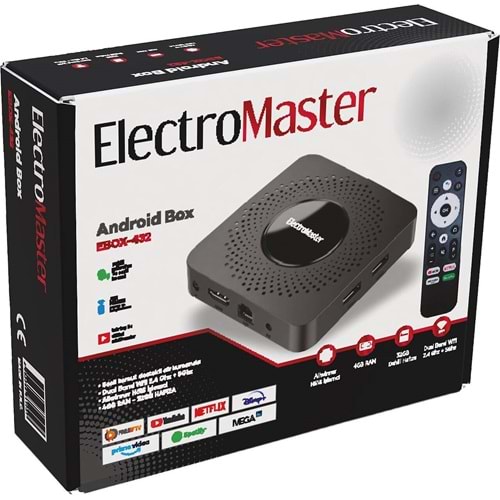 ELEKTROMASTER EBOX-432 4GB RAM 32GB HAFIZA SES KOMUTLU AİR KUMANDA SINIRSIZ XTREAM