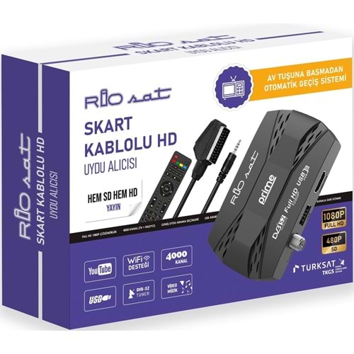 RİOSAT SKART KABLOLU HD PRİME UYDU ALICISI