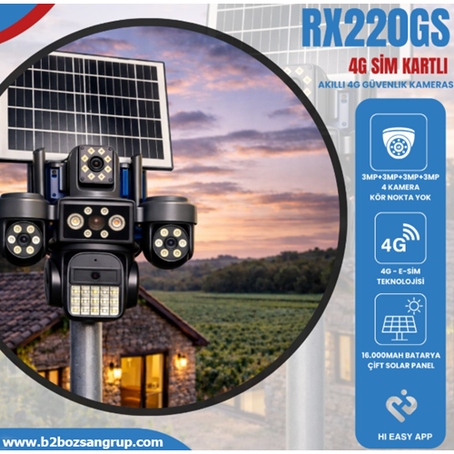 X5TECH RX-220GS 4 KAMERALI 4G E-SİM / ÇİFT SOLAR 16000MAH HİEASY