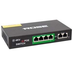 ROSE PR-420 4+2 10/100 Mbps MEGABİT POE SİWTCH 72W 48V 1.5A