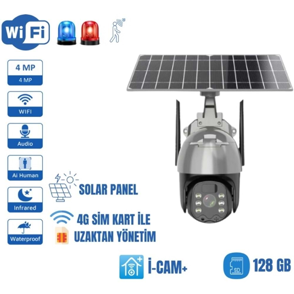 RADEX RX-100 4G 4MP IP 4MM LENS SOLAR SİSTEM SU GEÇİRMEZ DIŞ MEKAN PTZ KAMERA