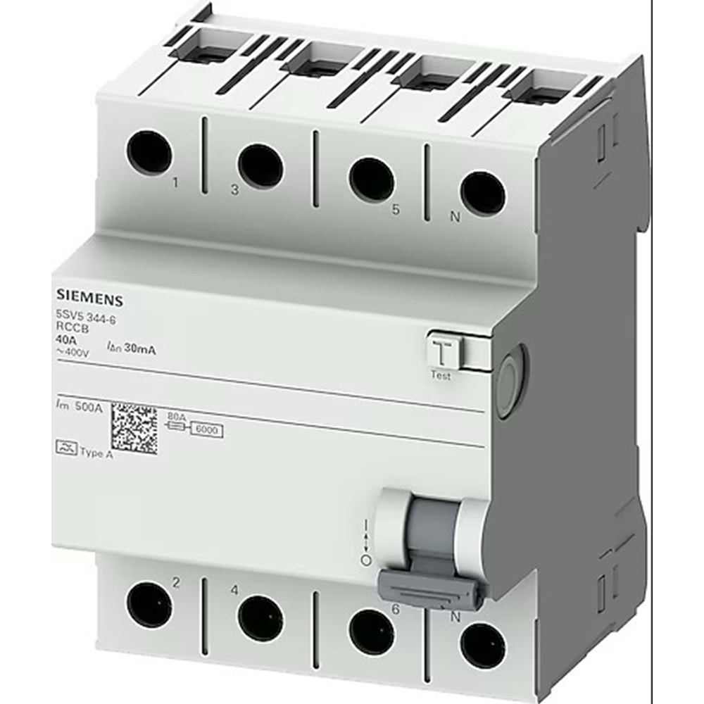 SİEMENS 5SV5342-6 4X25A 400V 30mA A TİPİ KAÇAK AKIM RÖLESİ