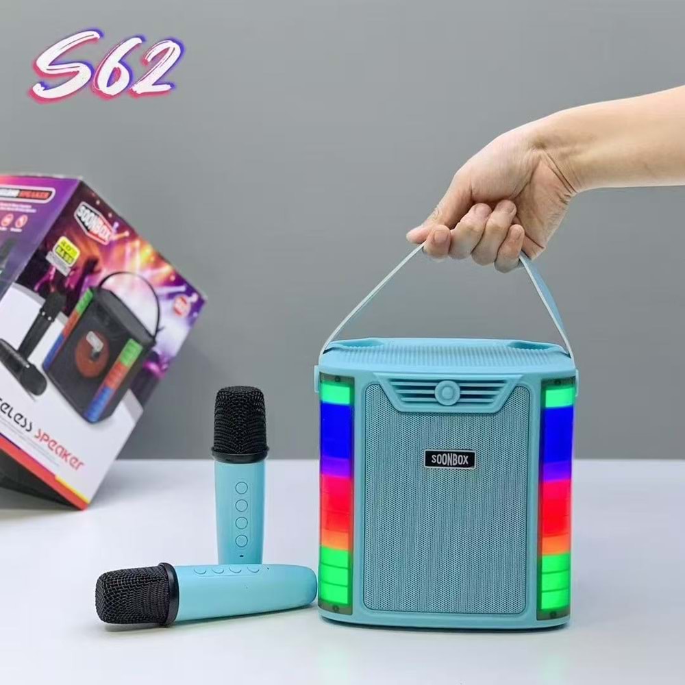 ROSE SP-614 USB MİCRO SD ÇİFT MİKROFONLU KARAOKE BLUETOOTH HOPARLÖR S62