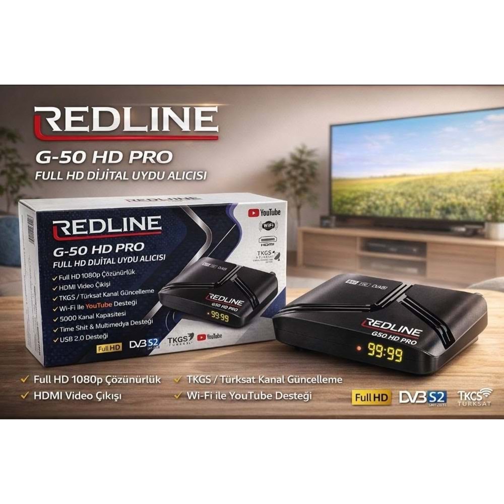 REDLİNE G-50 HD PRO DİSPLAY GÖZLÜ FULL HD DİJİTAL UYDU ALICISI G50